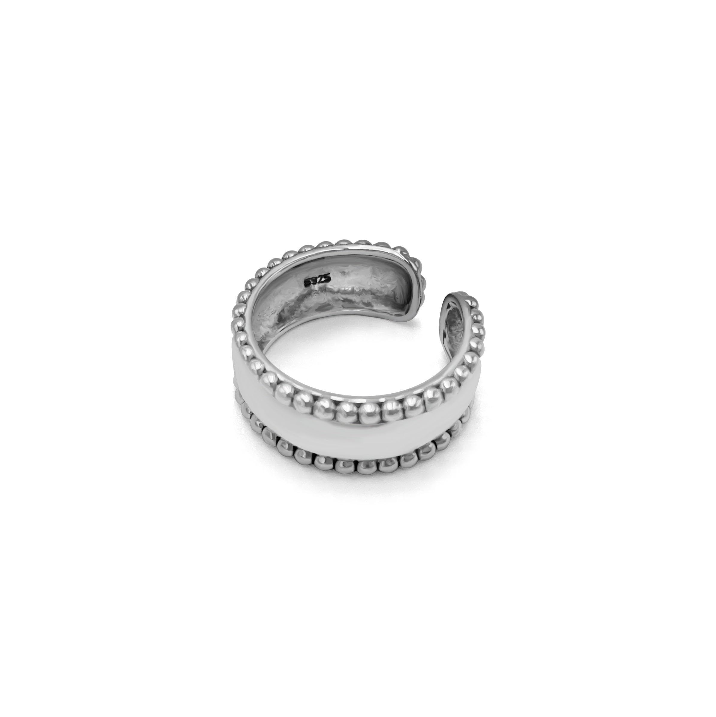 Beaded Chunky Band Ring in Sterling Silver