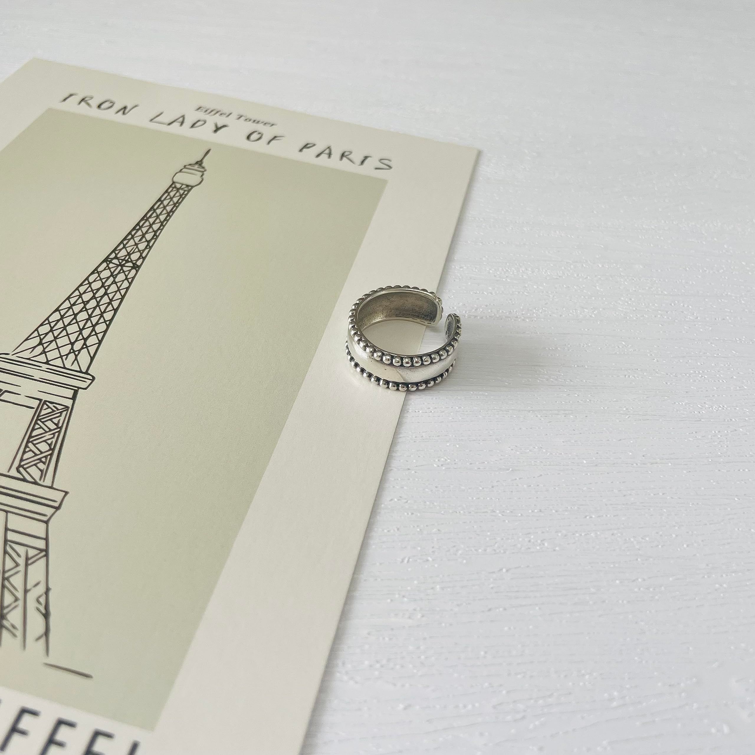 Beaded Chunky Band Ring in Sterling Silver view 2