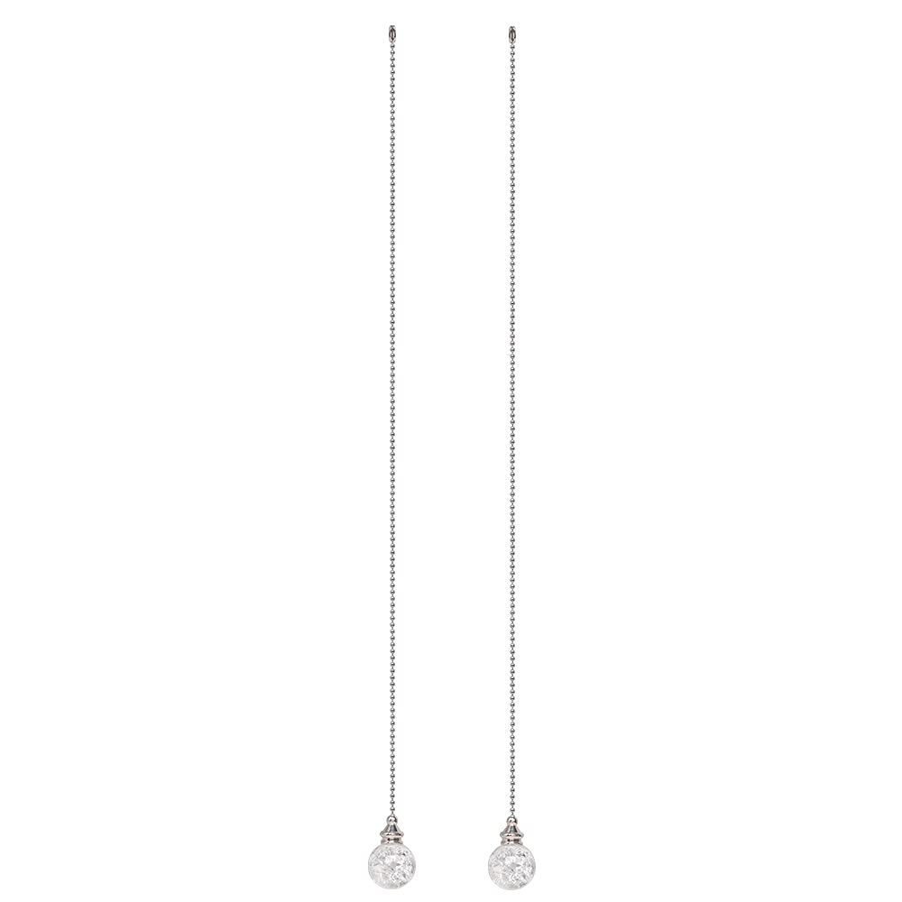 2PCS White Pull Chain Crystal Glass Ice Cracked Ball Pull Chain for Ceiling view 4