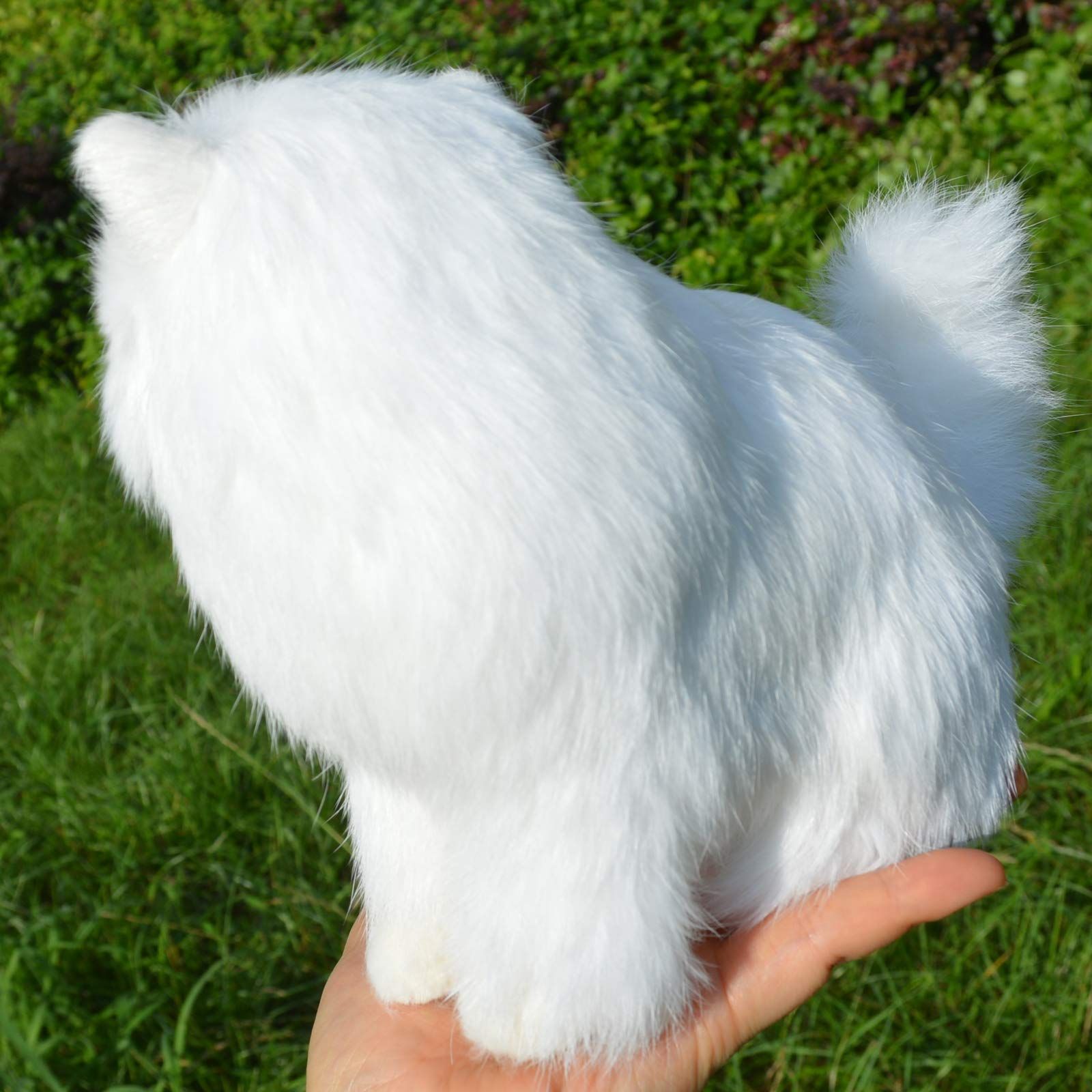 Artificial Furry Persian Cat Figurine Realistic White Kitten Home Office Desk view 3