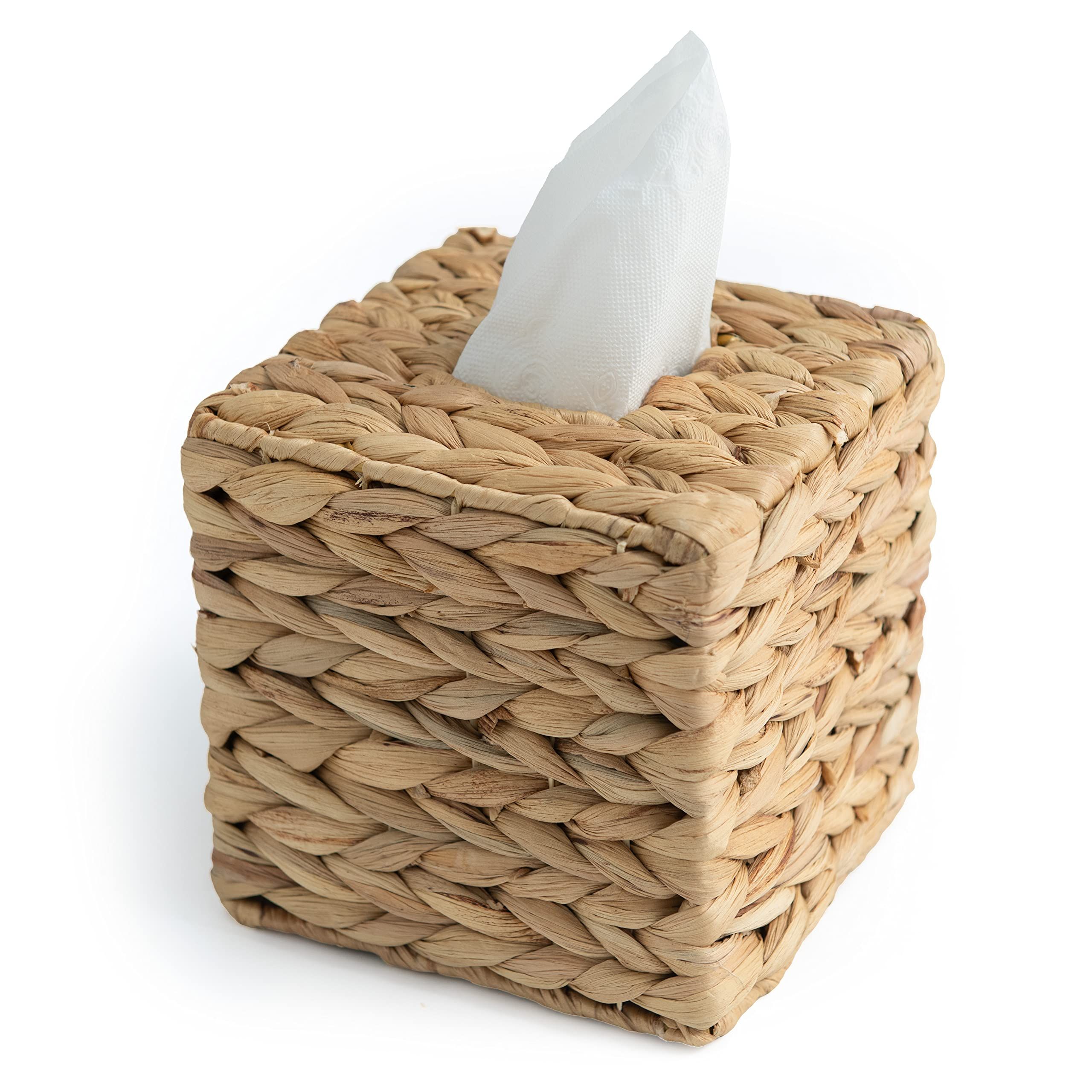 Tissue Box Holder - Tissue Box Cover Square- Wicker Tissues Cube Box Cover