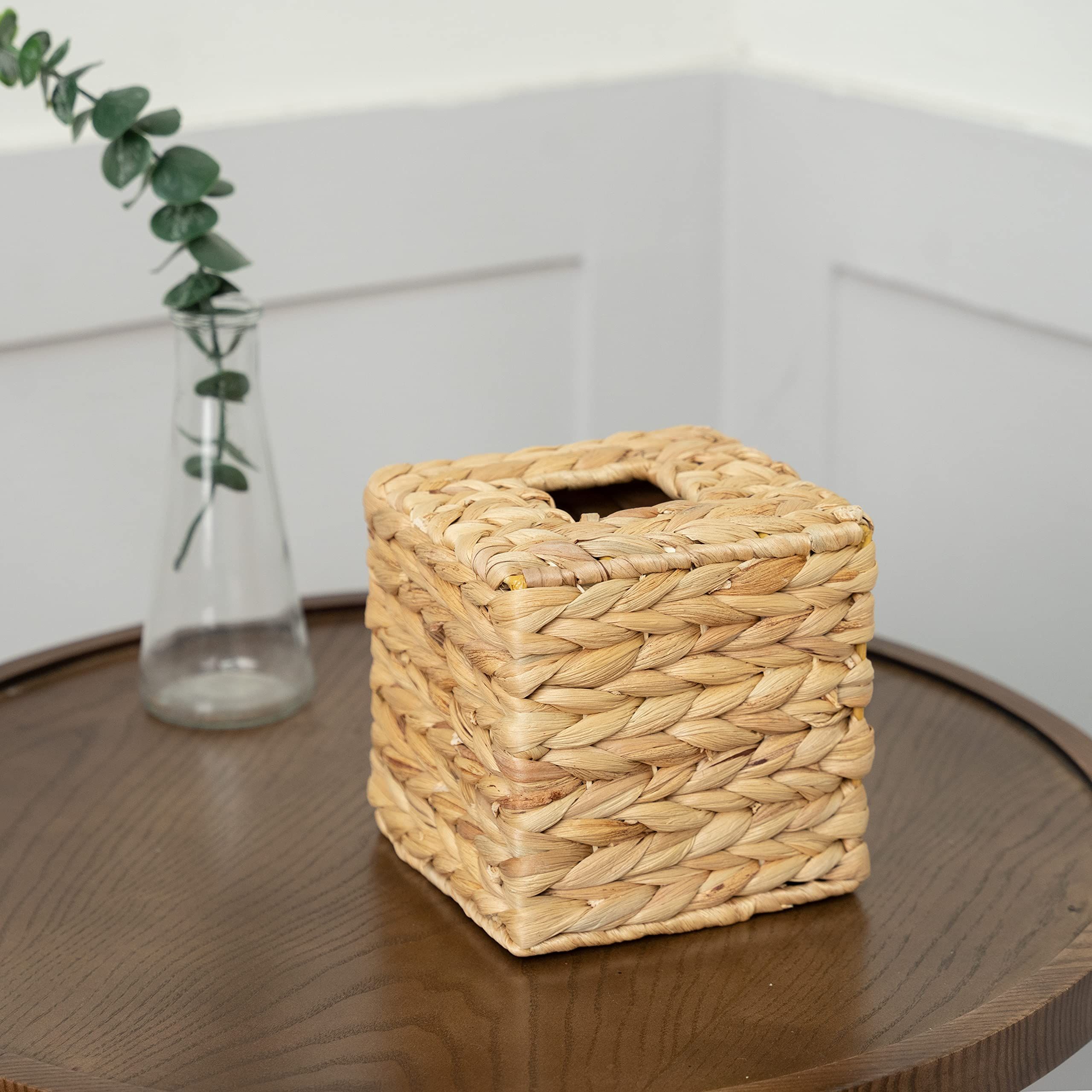 Tissue Box Holder - Tissue Box Cover Square- Wicker Tissues Cube Box Cover view 4