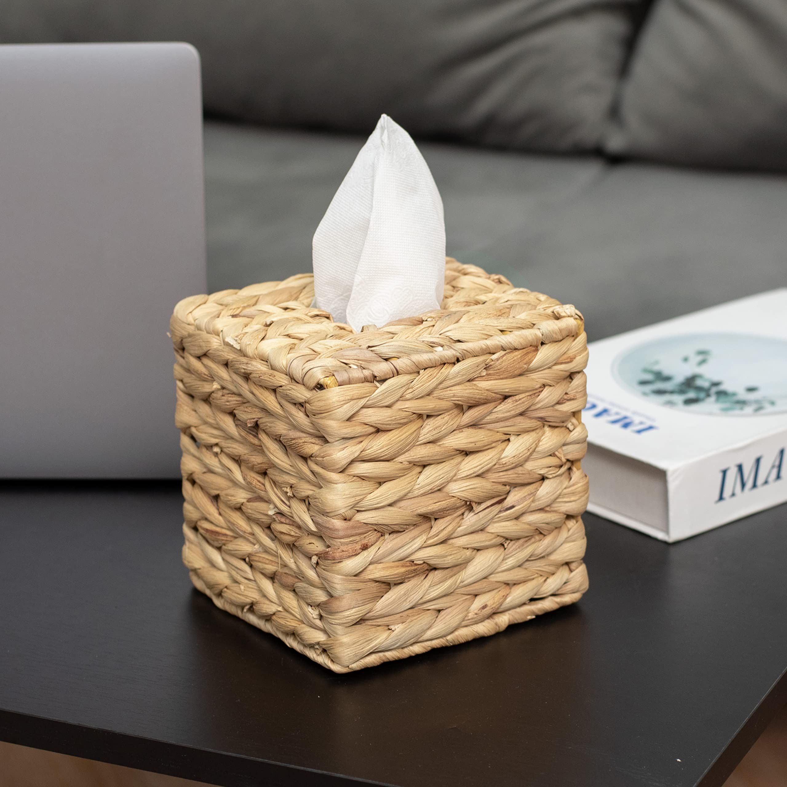 Tissue Box Holder - Tissue Box Cover Square- Wicker Tissues Cube Box Cover view 5