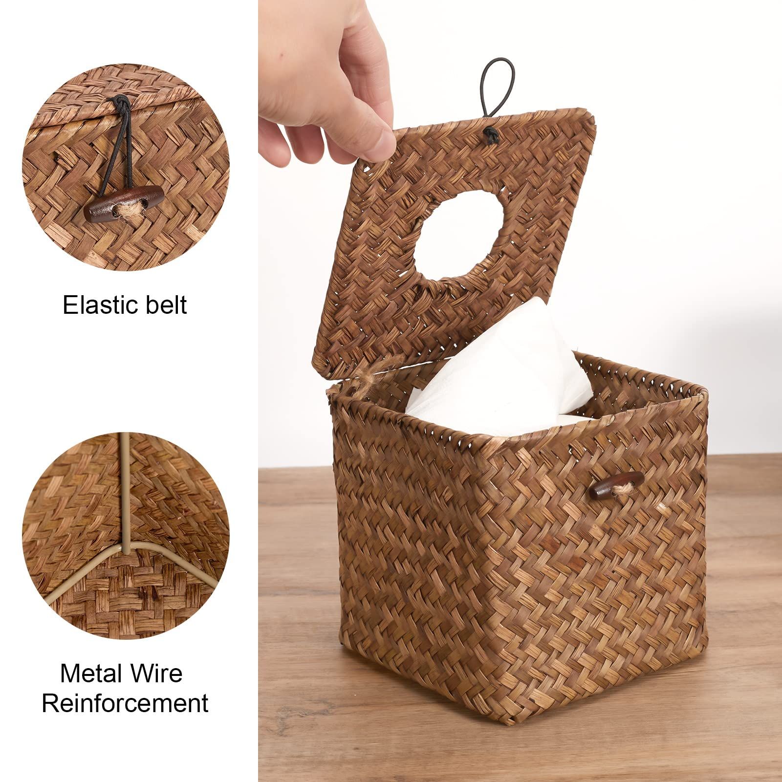 Woven Tissue Box Cover Square view 2
