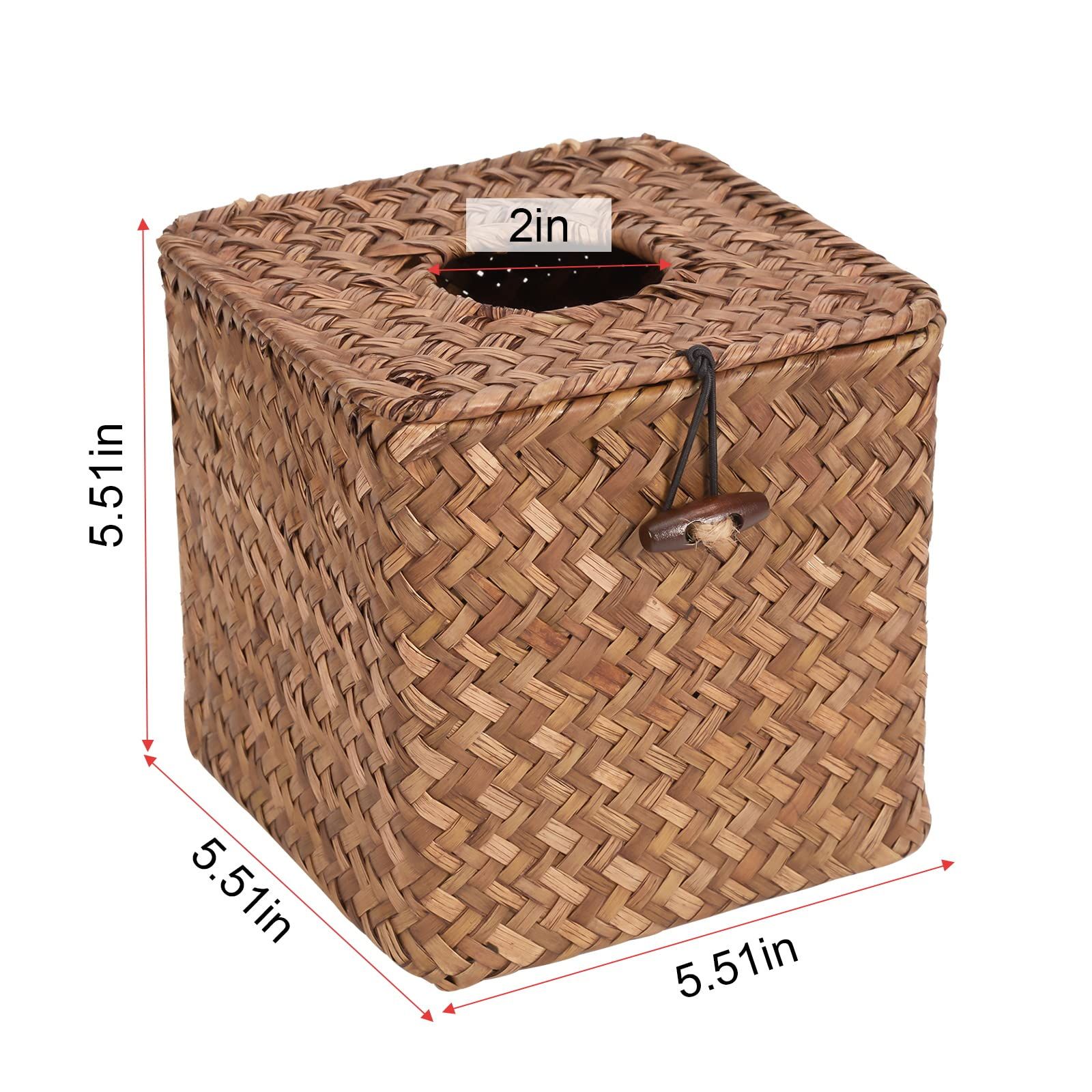Woven Tissue Box Cover Square view 3