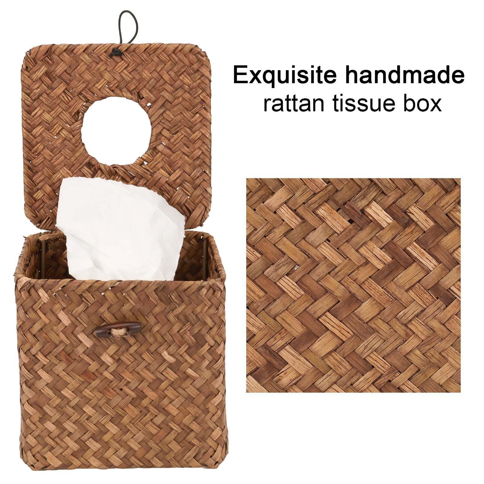 Woven Tissue Box Cover Square view 4