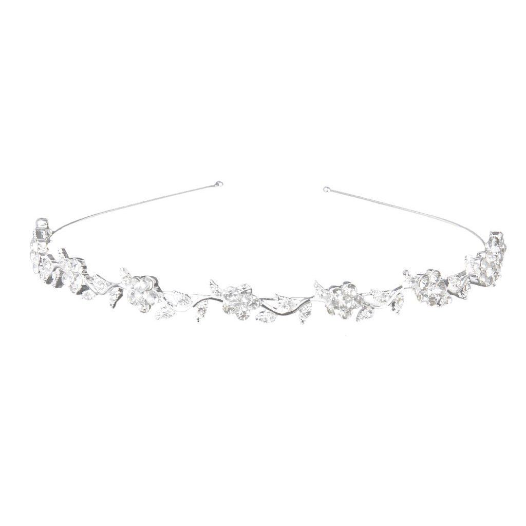 Headband Stylish Rhinestones Princess Crown Flower Leaf Headband Wedding for view 2