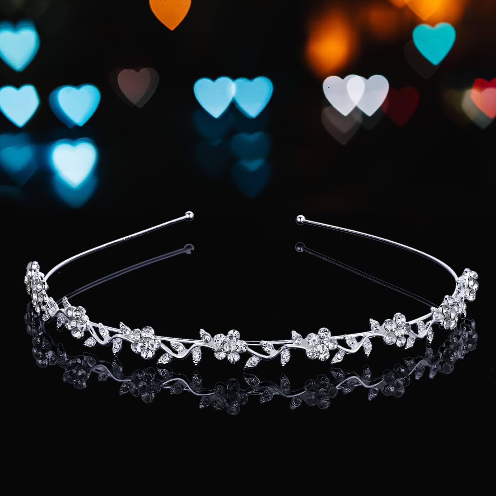 Headband Stylish Rhinestones Princess Crown Flower Leaf Headband Wedding for view 3