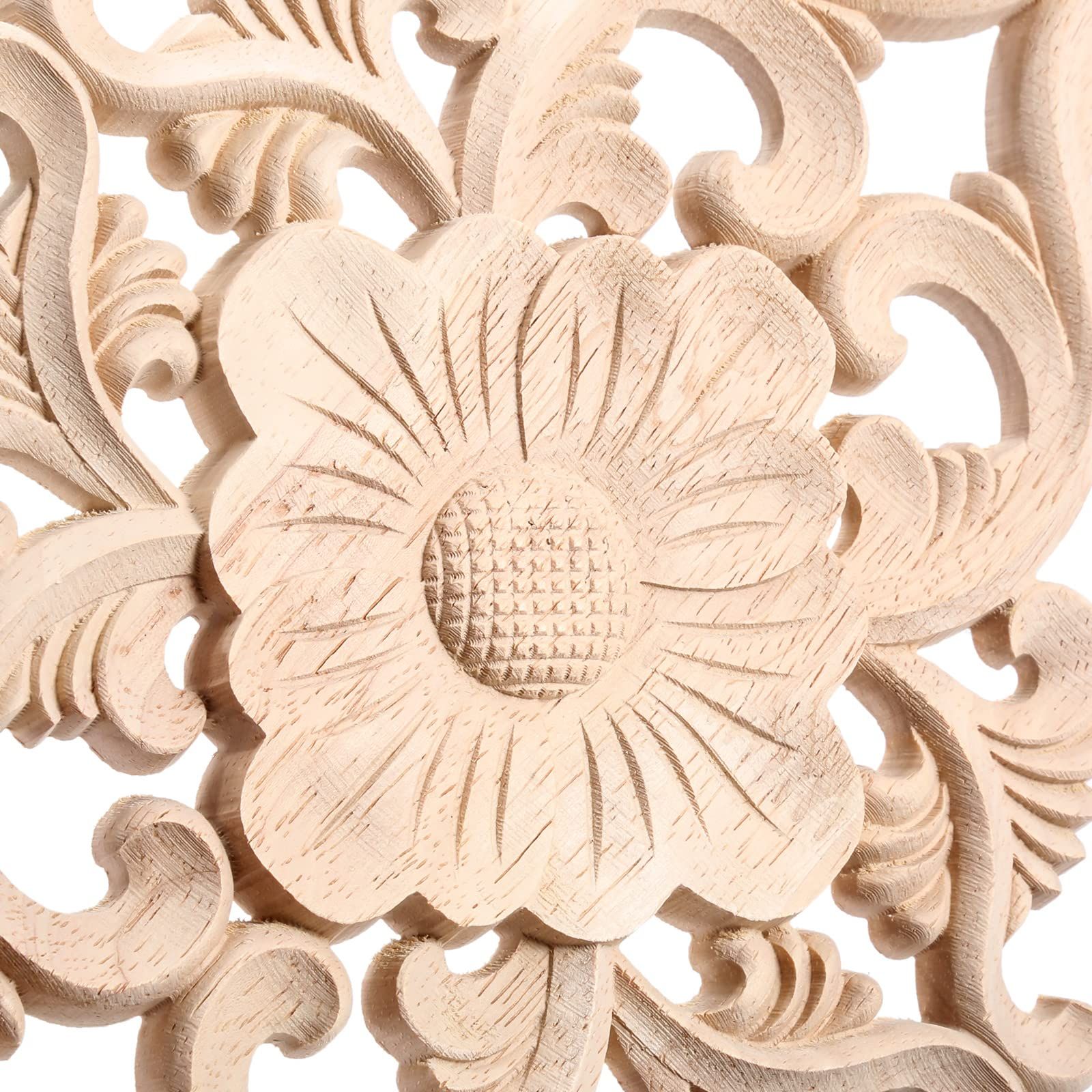 Wood Carved Appliques, 2Pcs Wooden Decorative Onlays, Unpainted Furniture view 3