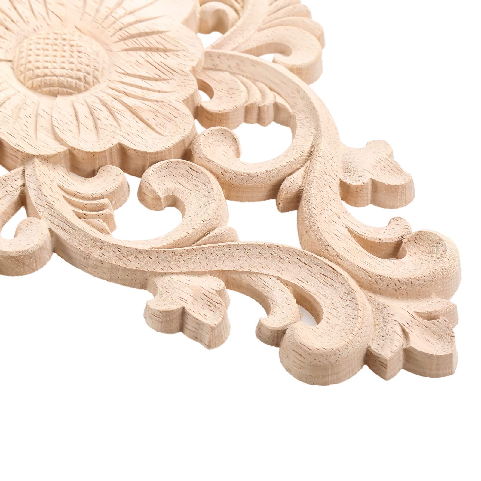 Wood Carved Appliques, 2Pcs Wooden Decorative Onlays, Unpainted Furniture view 4