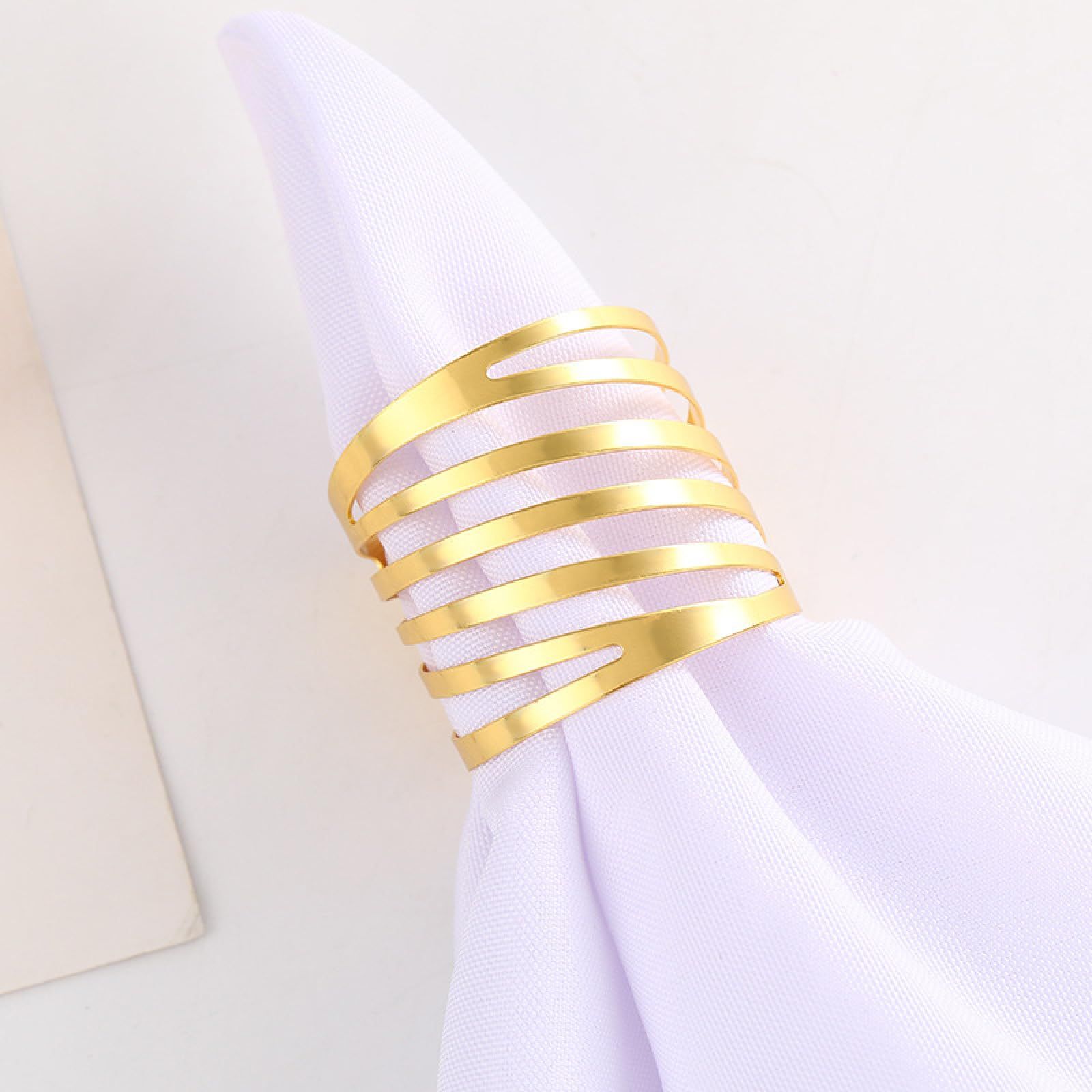 Gold Napkin Rings, Hollow Napkin Ring Holder for Wedding Christmas Family view 3