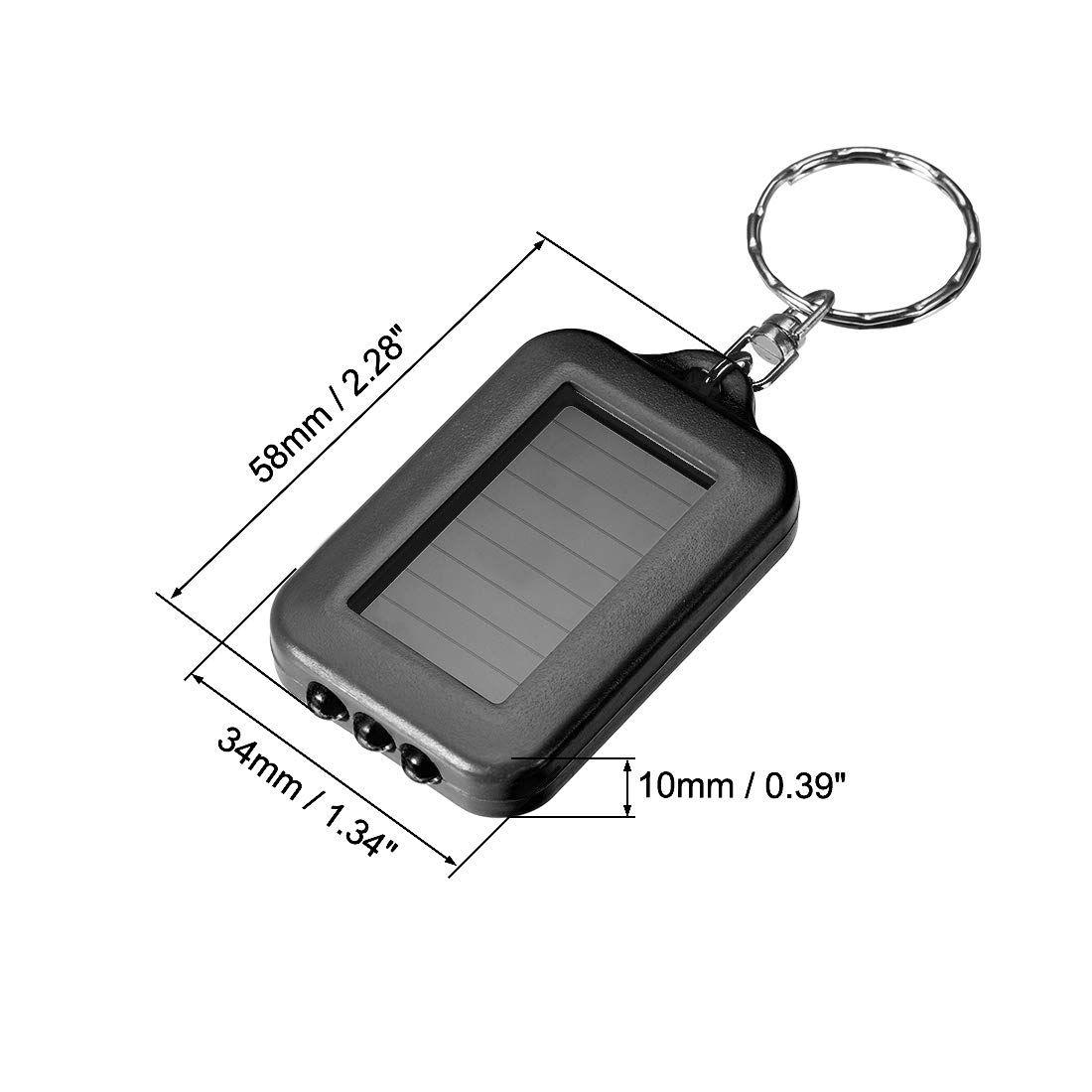 Mini LED Keychain Flashlight Torch Solar Energy Power Black with Hook for view 2