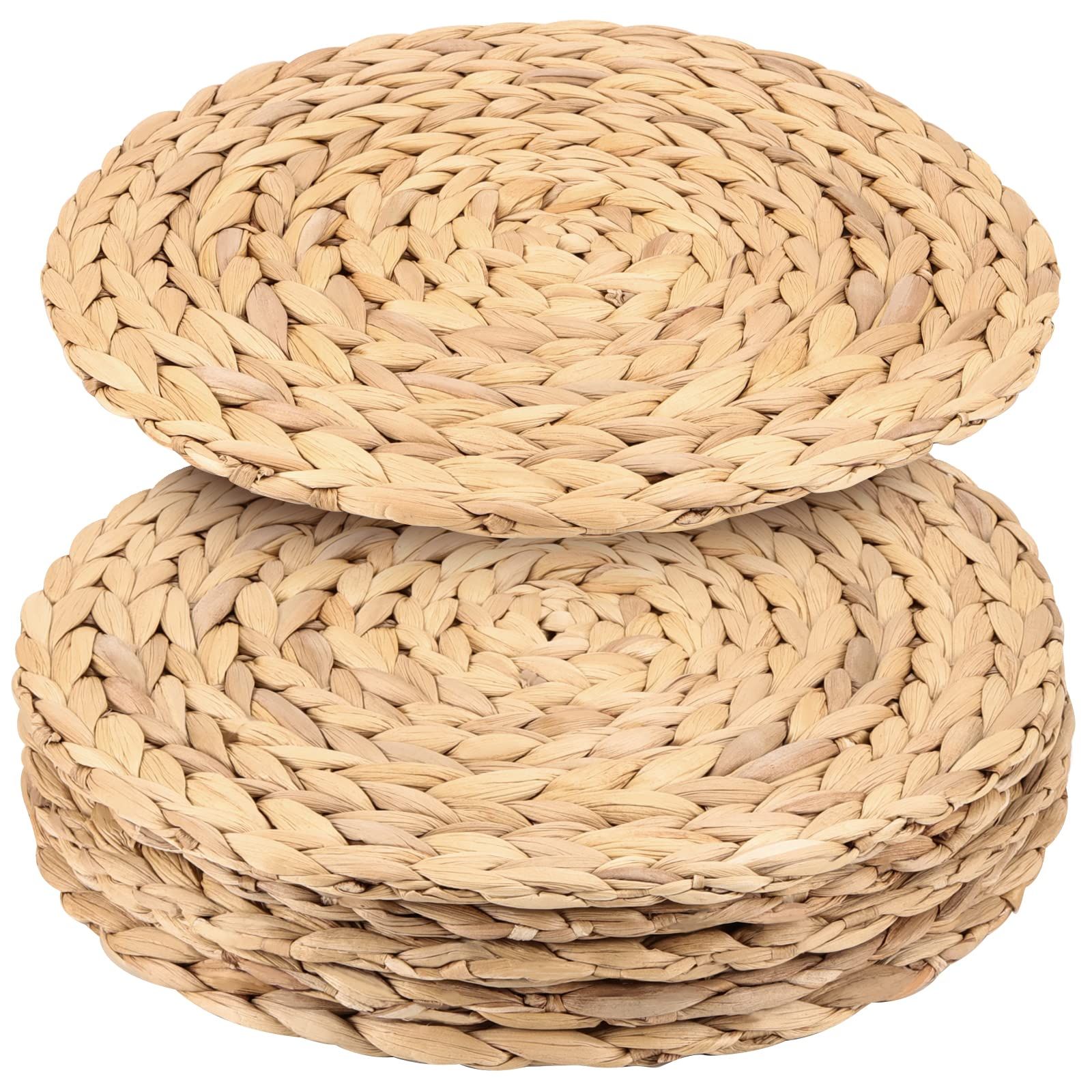 6 Pack 13 Inch Water Hyacinth Braided Placemat