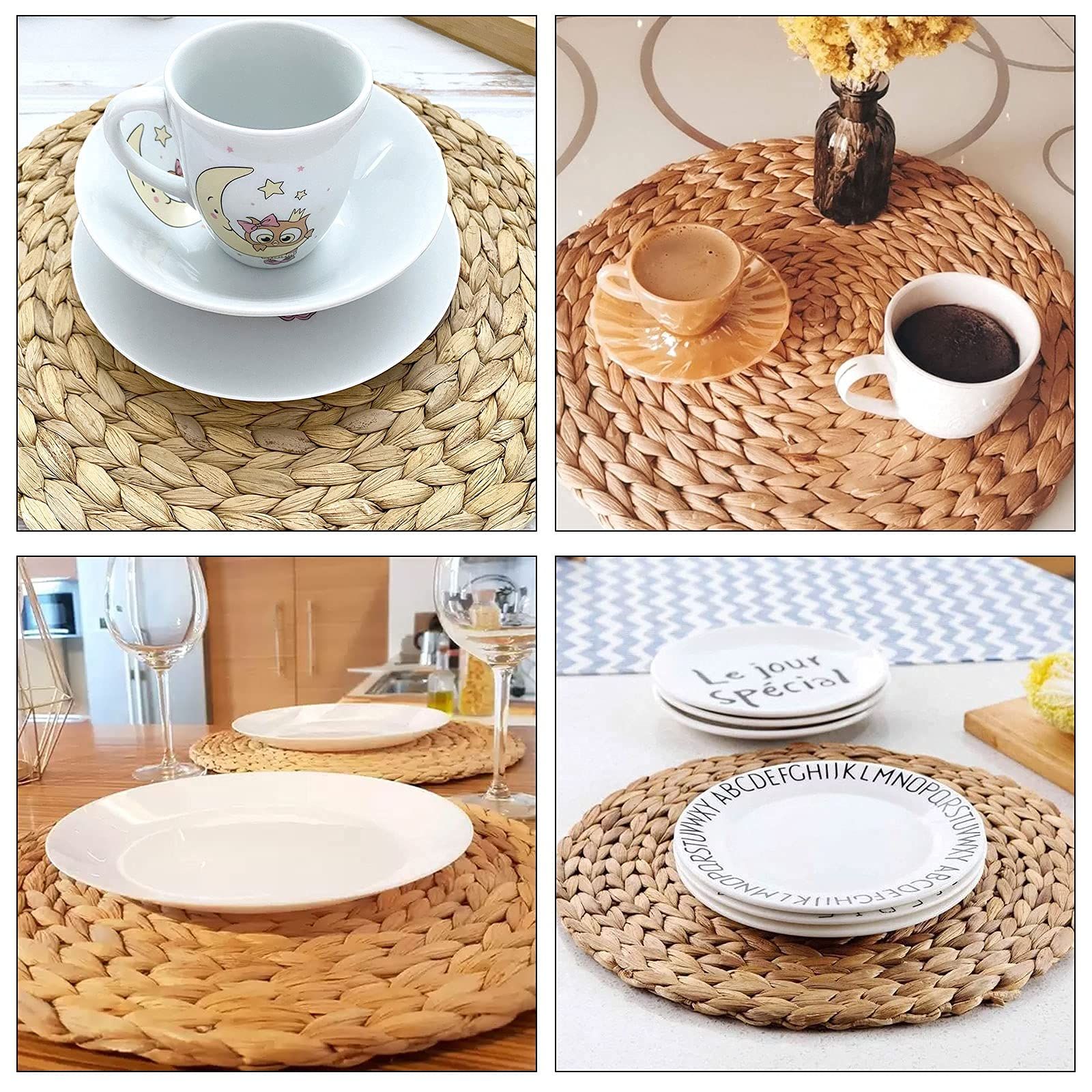 6 Pack 13 Inch Water Hyacinth Braided Placemat view 4