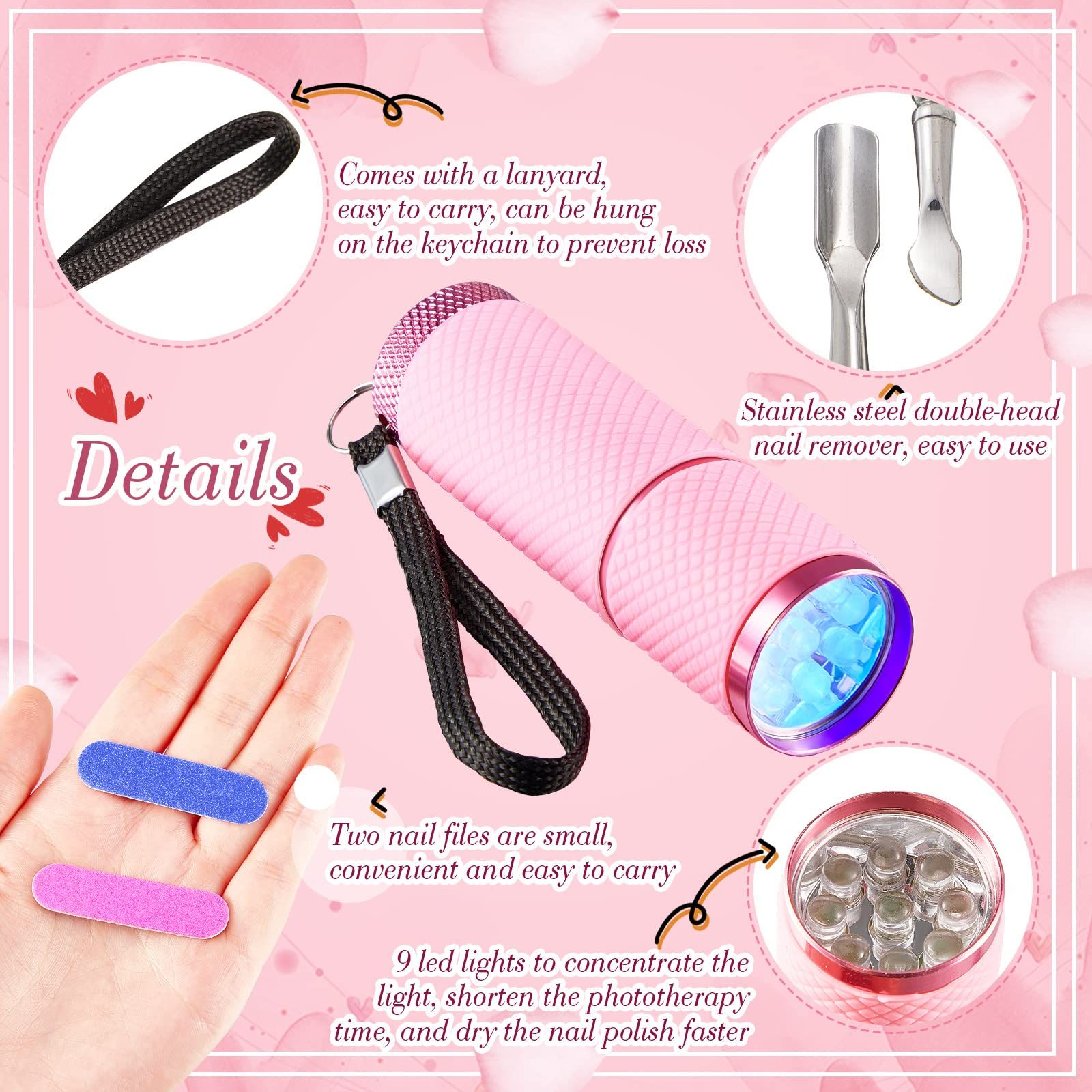 Mini UV LED Nail Lamp for Gel Nails with 9 LED and Nail Cuticle Pusher view 2