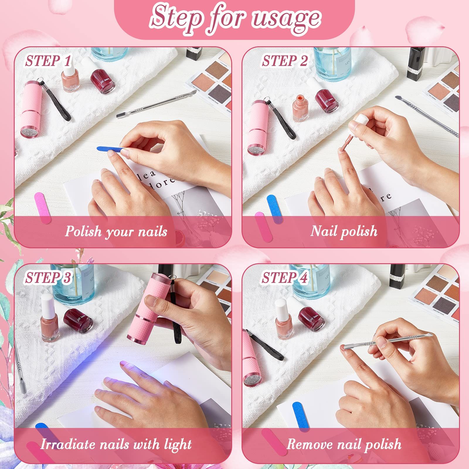 Mini UV LED Nail Lamp for Gel Nails with 9 LED and Nail Cuticle Pusher view 3