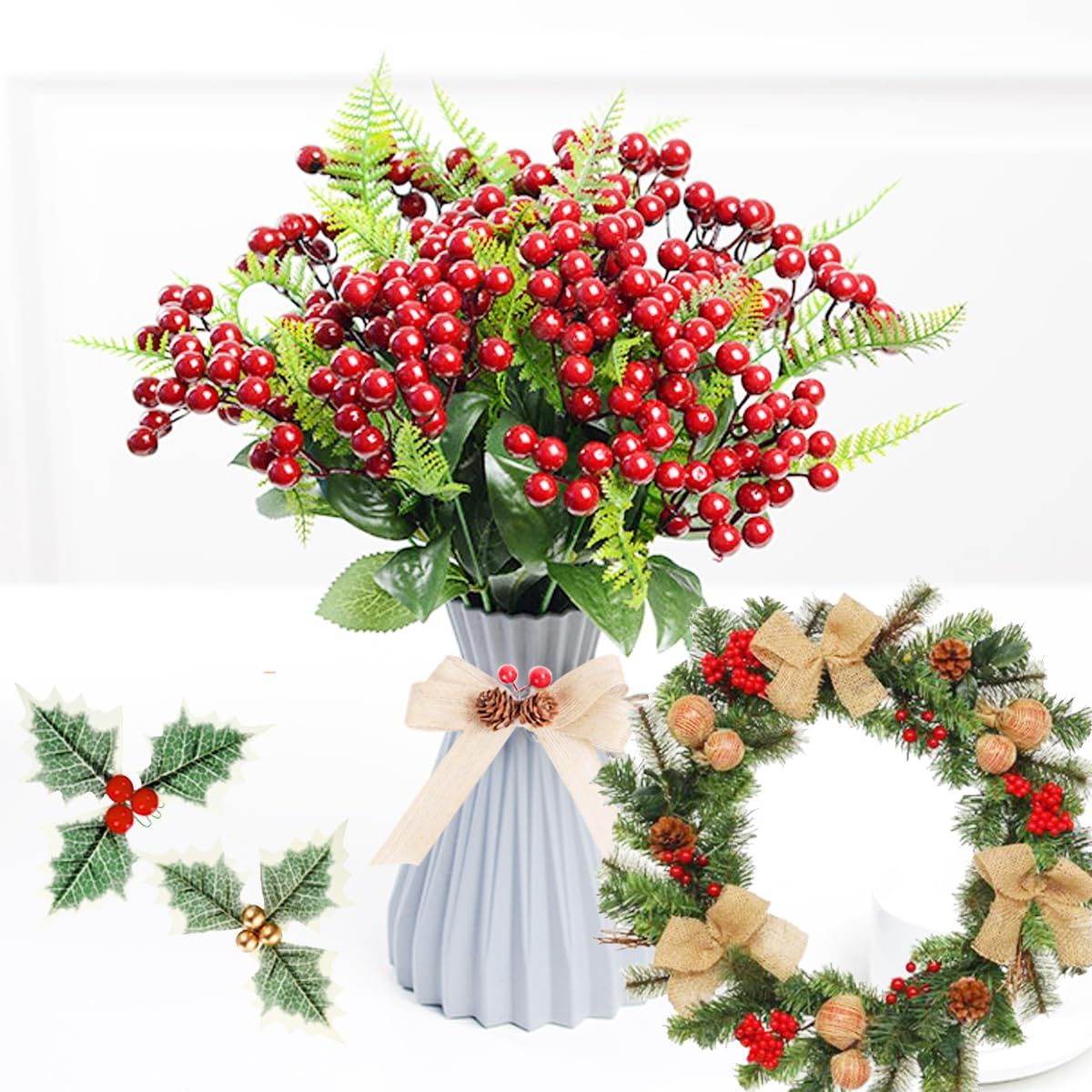 300PCS Artificial Holly Berries view 4