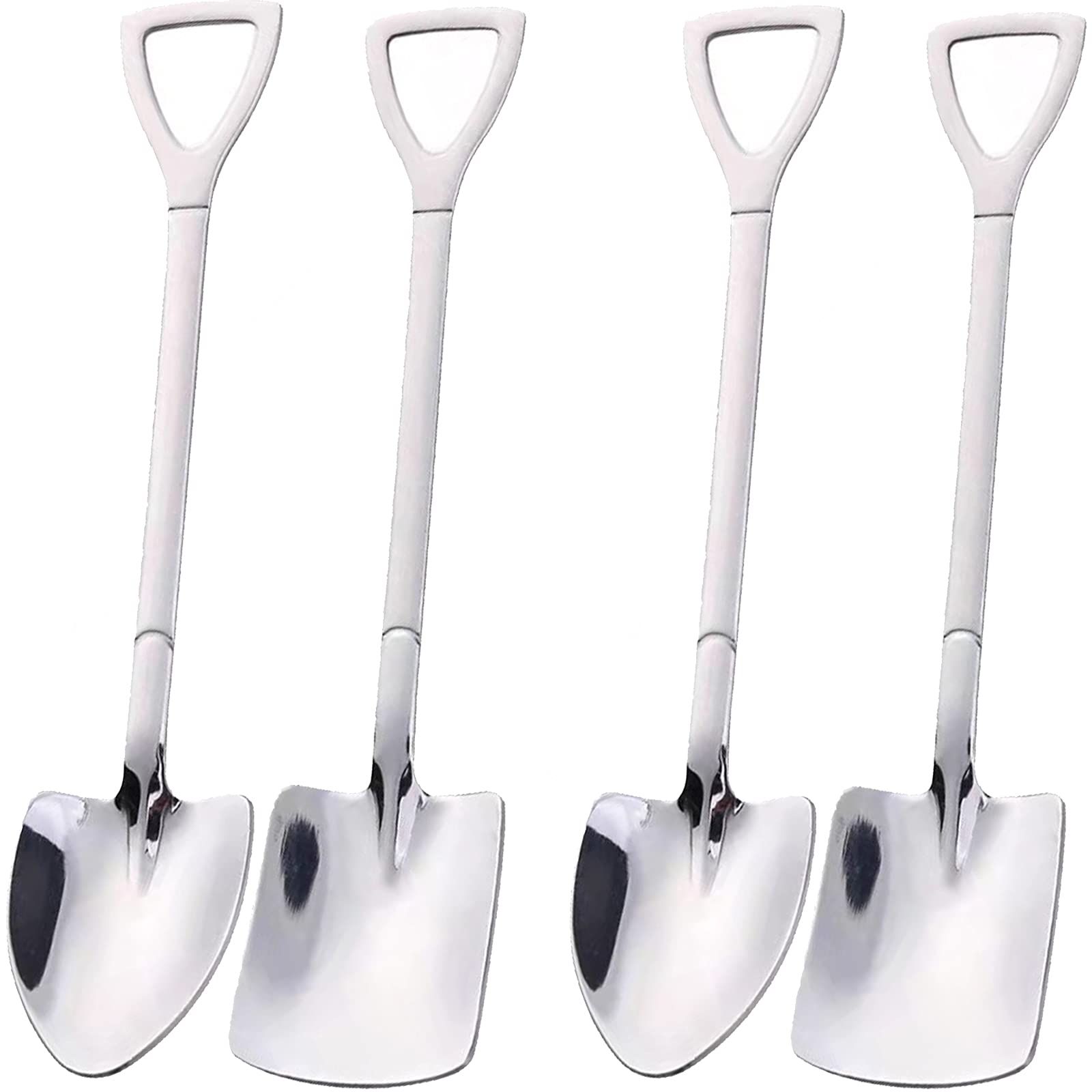 4 Pcs Stainless Steel Shovel Shape Spoon Pointed Spoon Coffee Tea Sugar