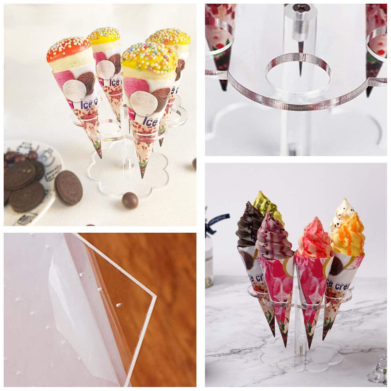 Stand Clear Cotton Candy Stand Display Mini Waffle Cone Displaying Stand view 3