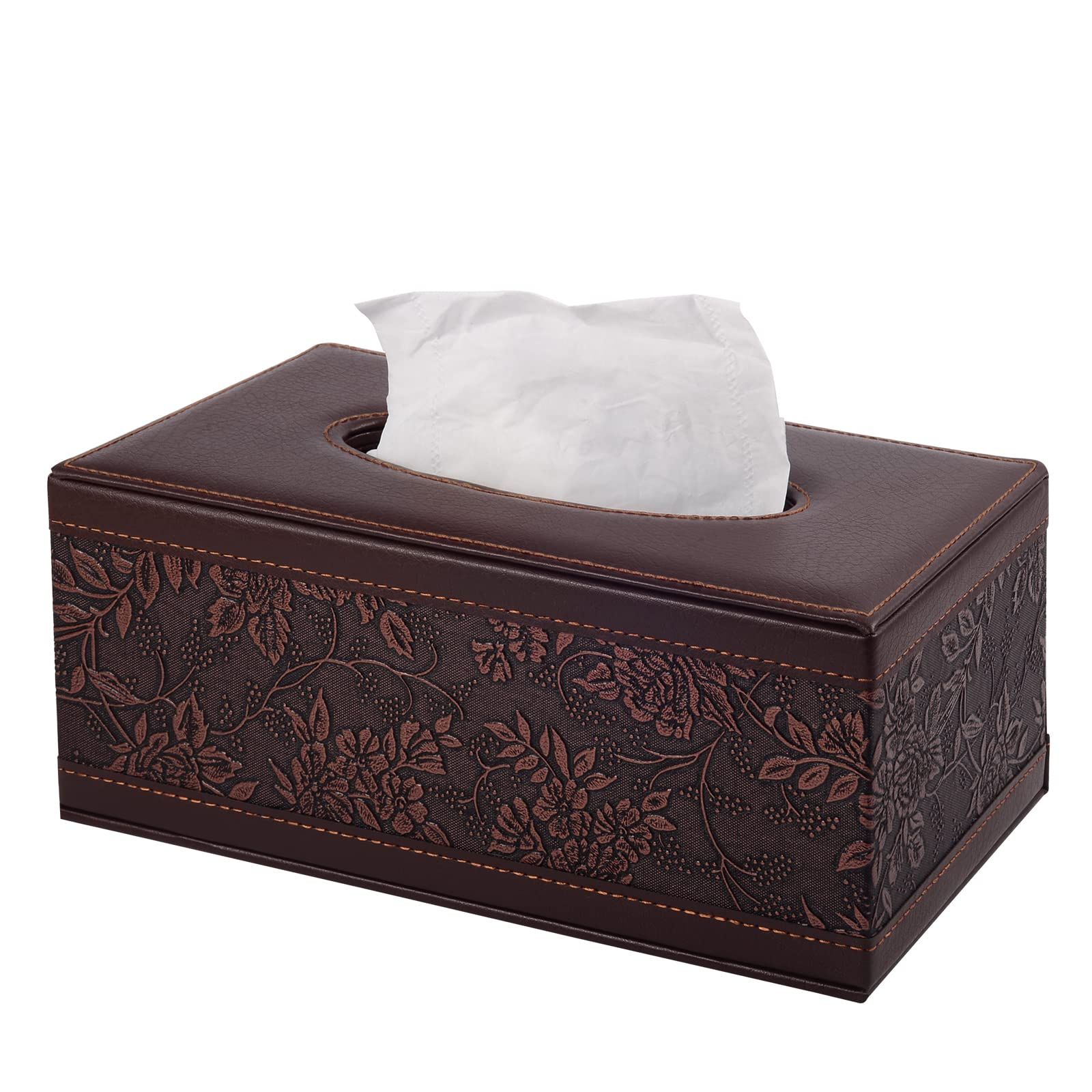 PU Leather Tissue Box Cover Kleenex Box Holder Rectangle Tissue Organizer with