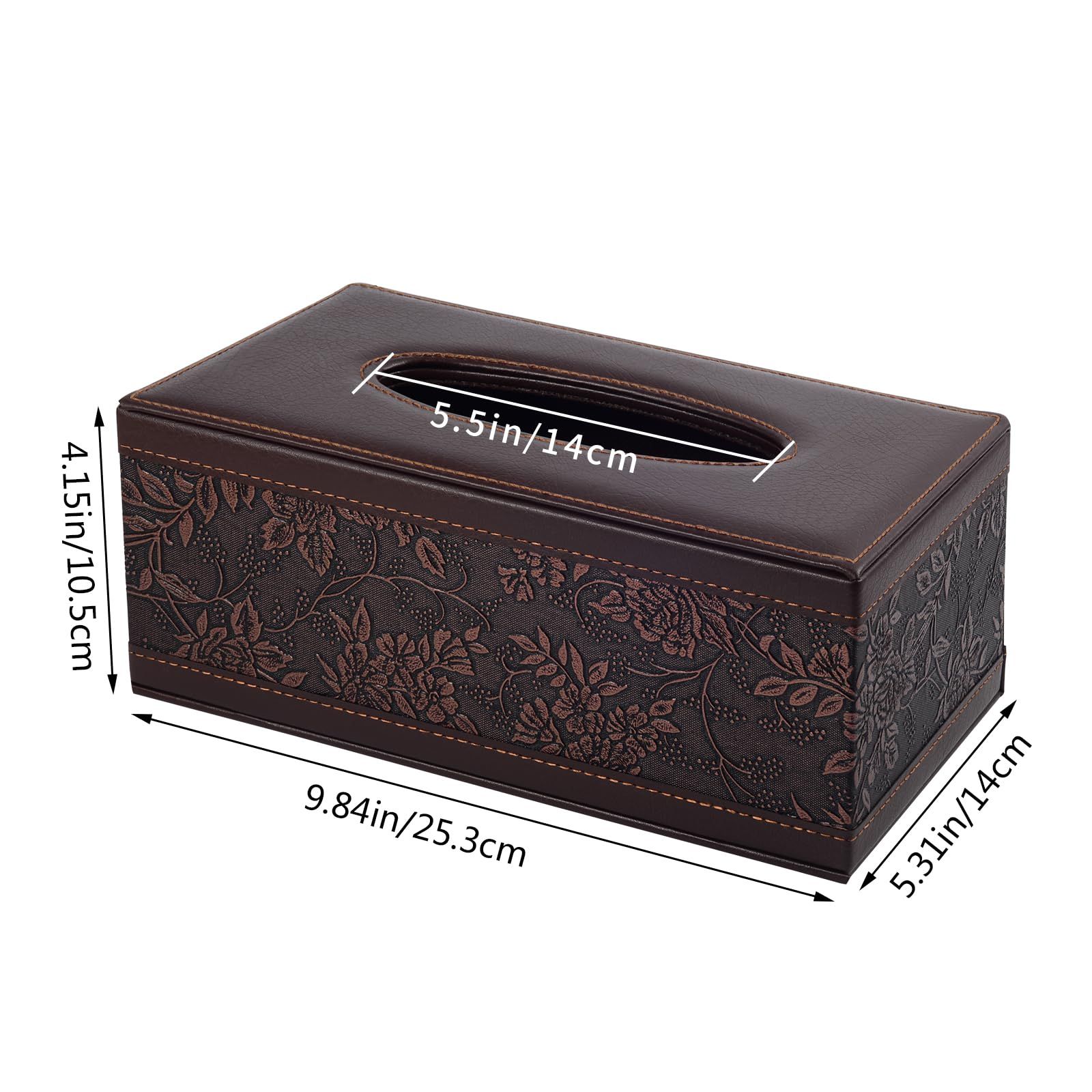 PU Leather Tissue Box Cover Kleenex Box Holder Rectangle Tissue Organizer with view 4