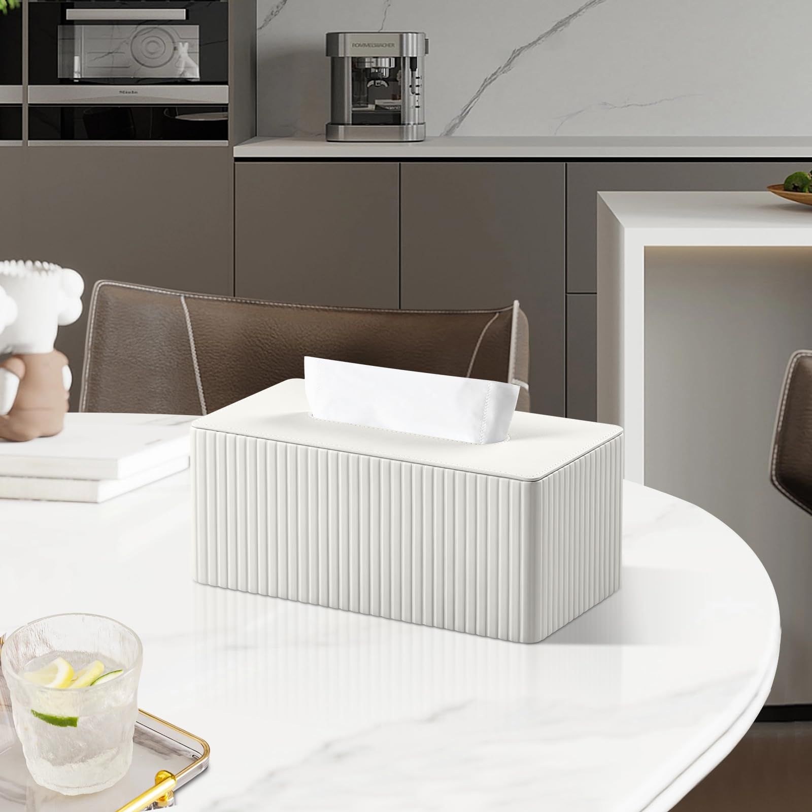 Tissue Box Cover Stylish PU Leather Rectangular Tissue Box Holder with view 5