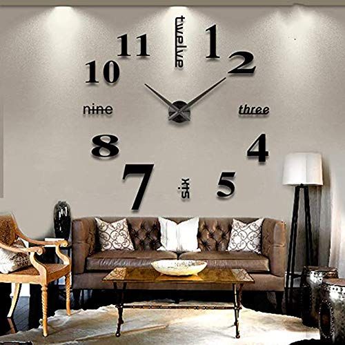 Large Home Decor Office 3D Wall Sticker Clocks DIY Wall Clock Modern Large 3D view 3