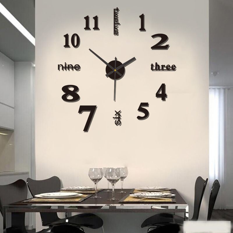 Large Home Decor Office 3D Wall Sticker Clocks DIY Wall Clock Modern Large 3D view 4