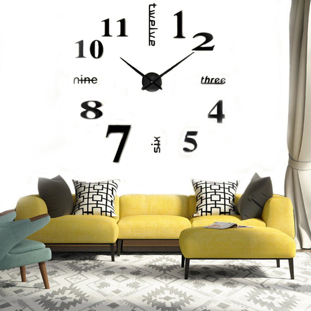 Large Home Decor Office 3D Wall Sticker Clocks DIY Wall Clock Modern Large 3D view 5