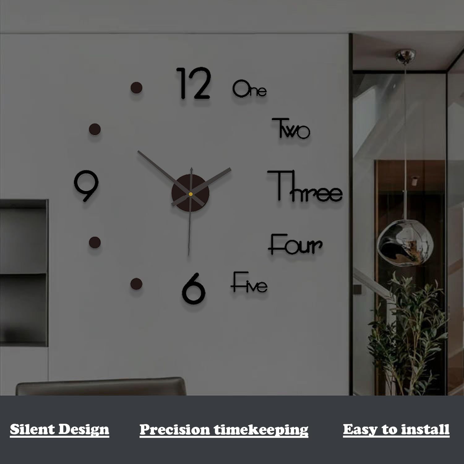 3D Wall Decal Decorative Clock view 4