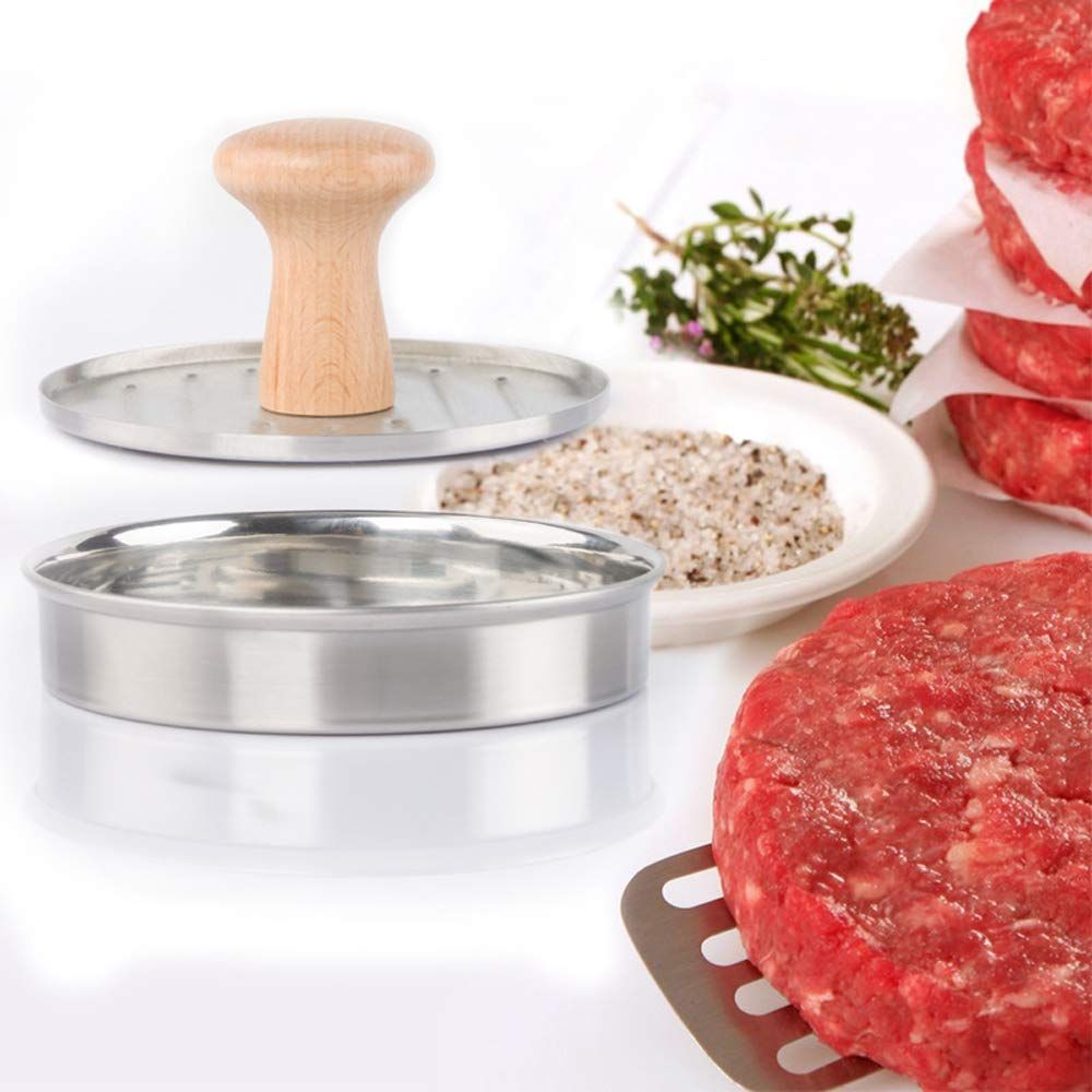 5.24" Burger Press Stuffed Hamburger Patty Maker Mold Stainless Steel view 2
