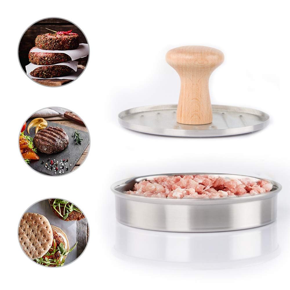5.24" Burger Press Stuffed Hamburger Patty Maker Mold Stainless Steel view 3