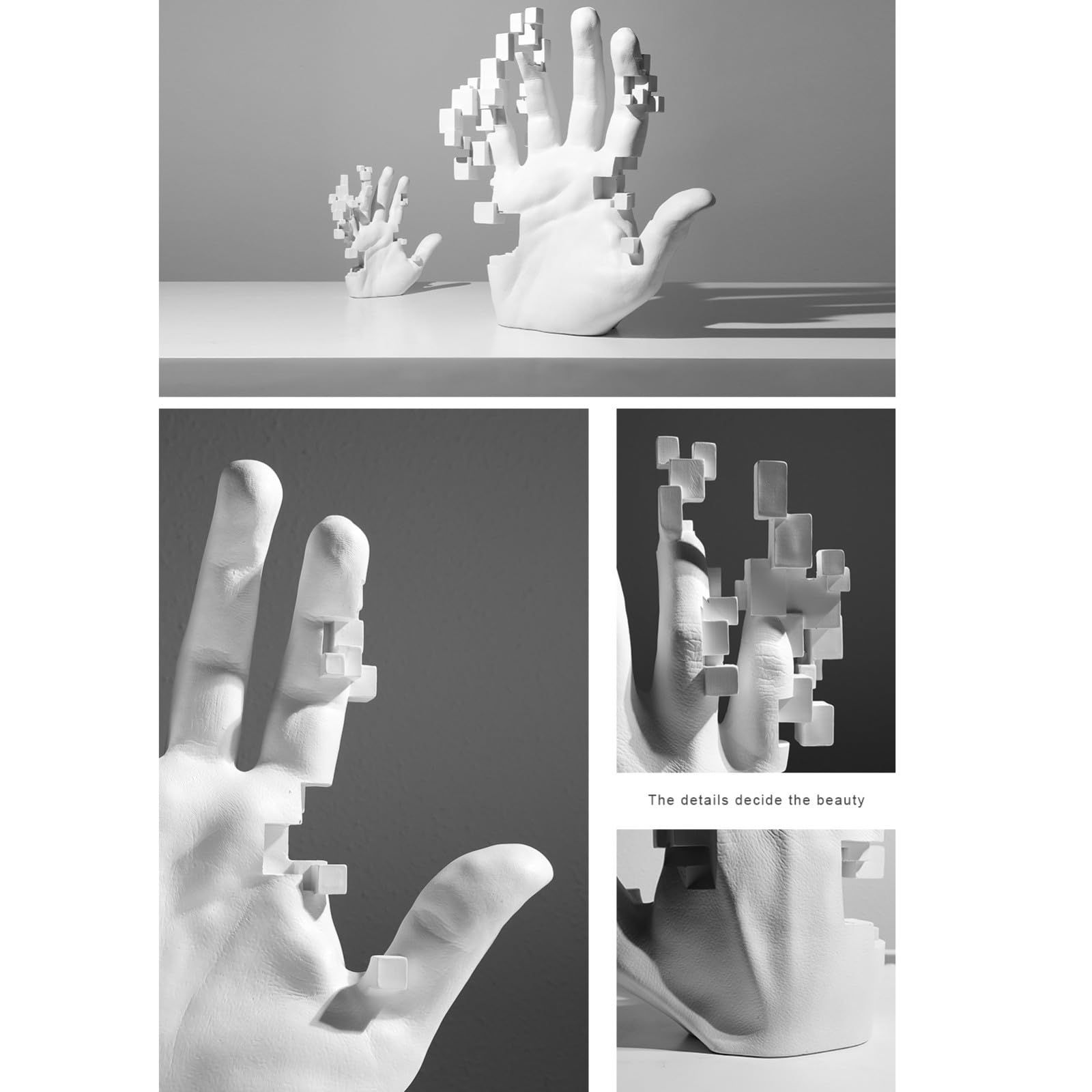 Hand Sculpture Decor, White Hand Ornament, Creative Hand Sculpture Cool Desk view 3