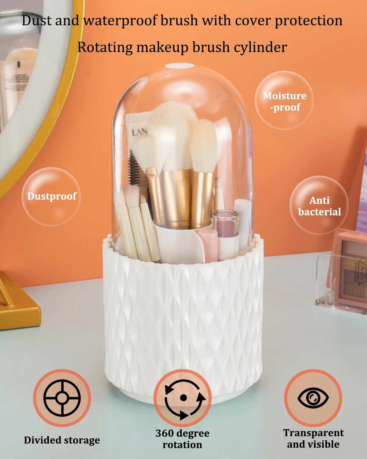 Makeup Brush Holder Organizer with Lid view 2
