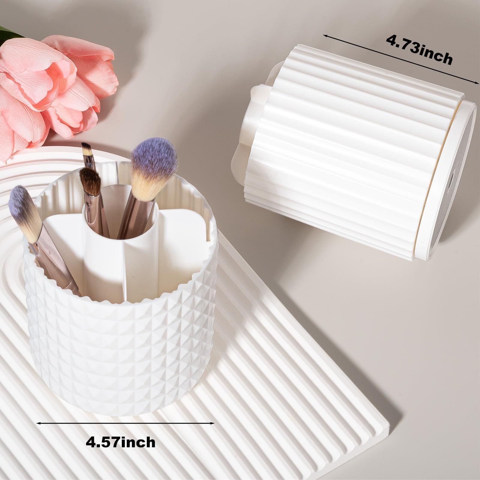 Makeup Brush Holder Organizer 360°Rotating Make Up Brushes Container for Vanity view 2