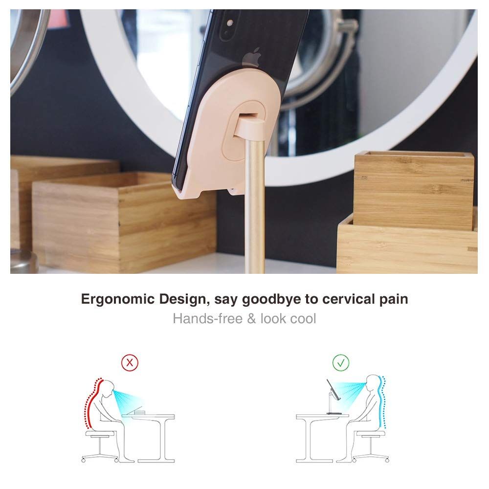 Phone Stand for Desk, Adjustable Cell Phone Holder for Desk, Compatible with view 3