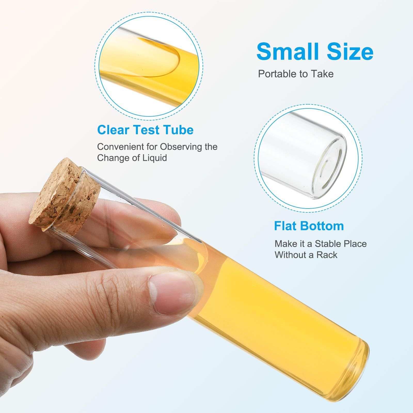 60ml 10 pesTest Tubes,Glass Clear Flat Bottom Test Tube Containers with Cork view 3