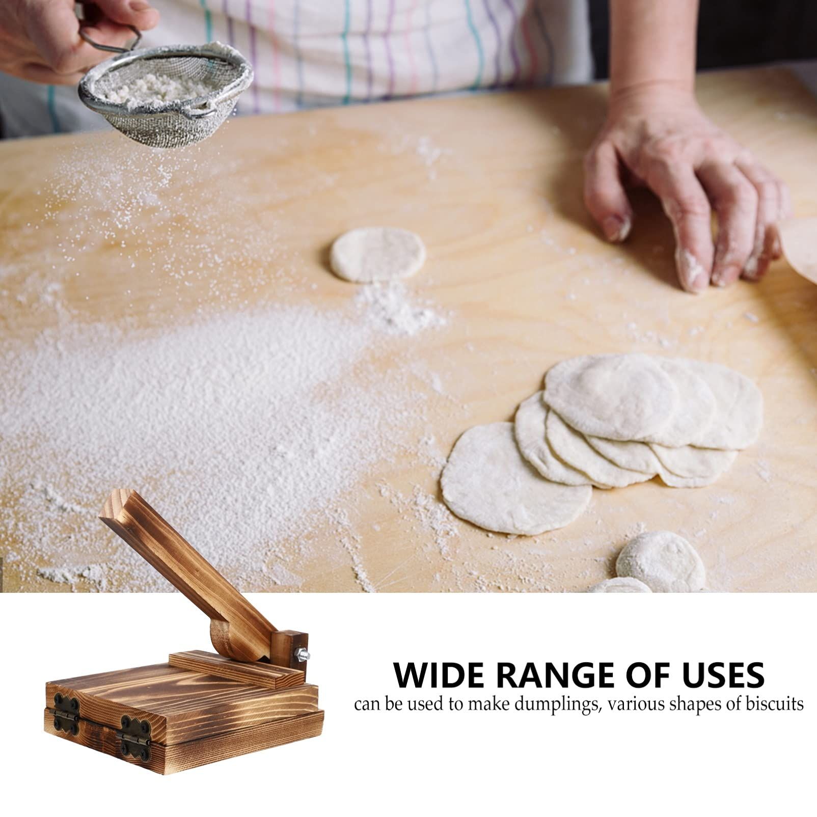 Wood Tortilla Press Dumpling Skin Maker Presser view 5