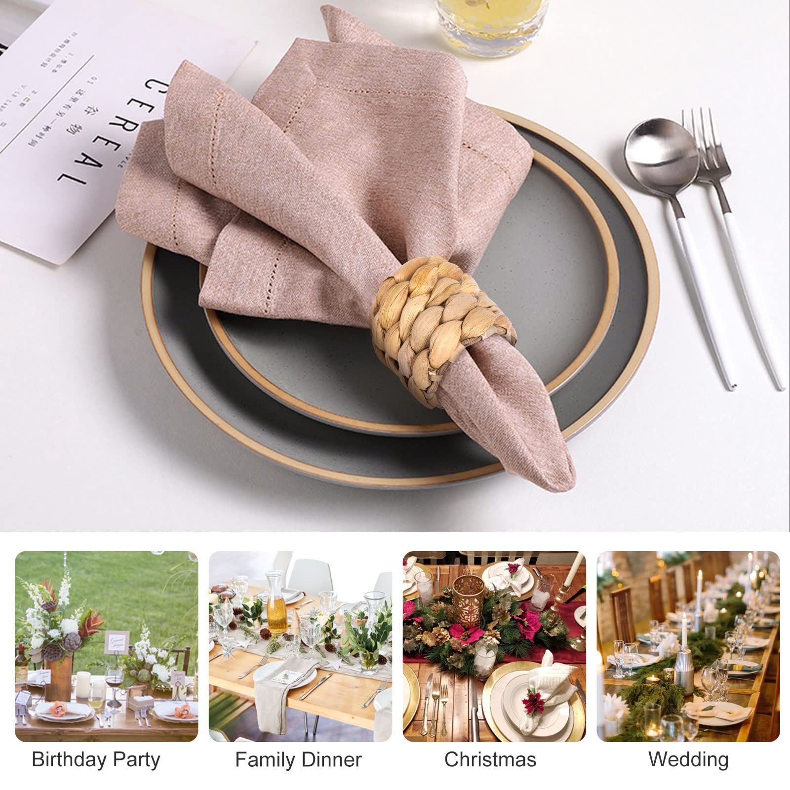 Hand-Woven Napkin Rings for Table Decor view 2