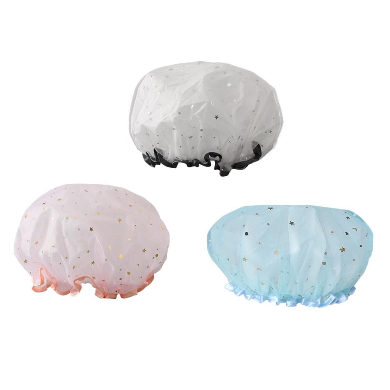 3pcs Shower Cap Waterproof Bathing Caps Home Bathing Caps Fresh Bath Caps Bath