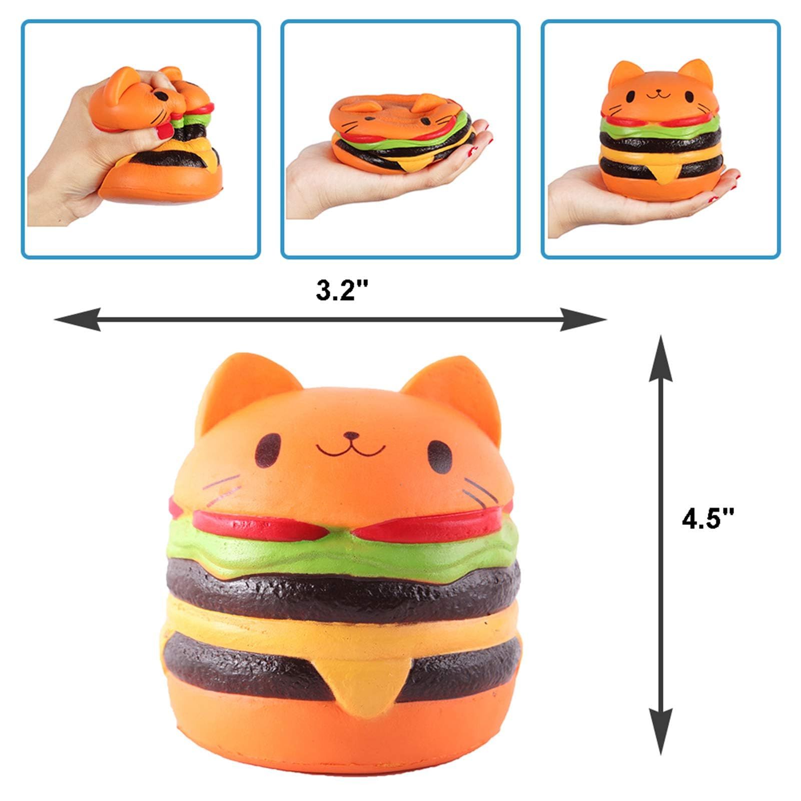 4.5" Squishies Jumbo Slow Rising Squishie Cat Hamburger Bread Toy they are view 2