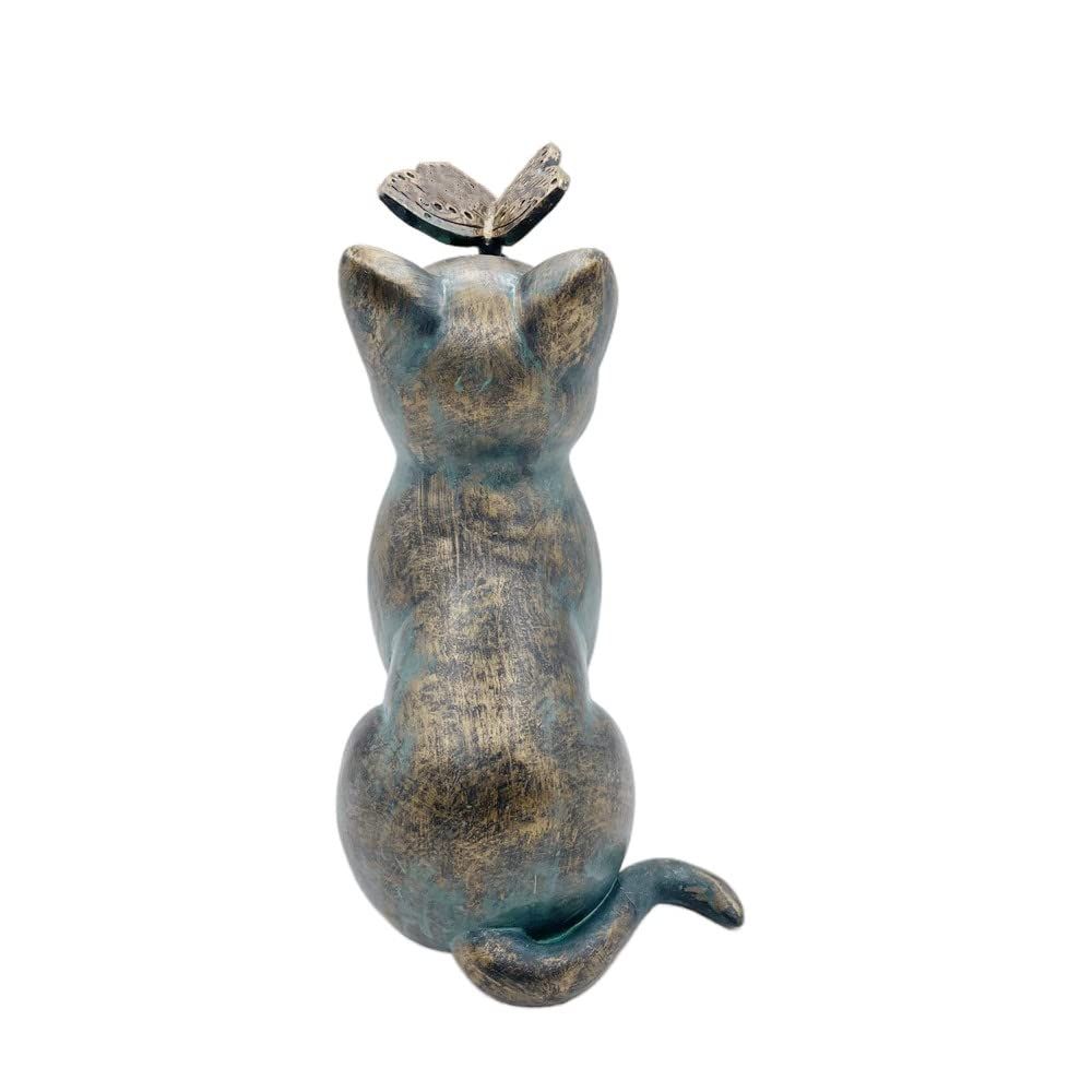 Garden Decor Statues,Cat Figurines Gifts with Butterfly,8" Scarecrow for view 5