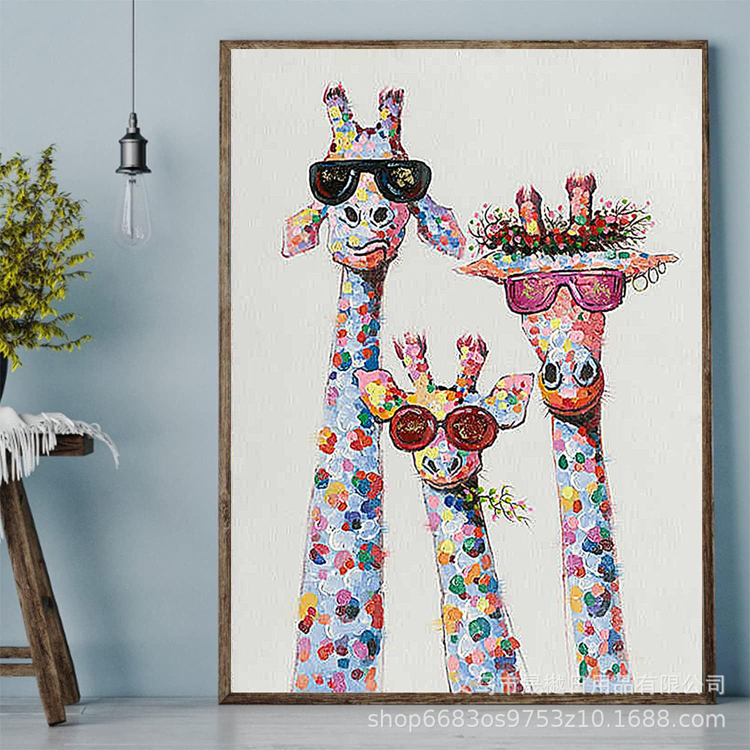 Cartoon Giraffes Contemporary Abstract Wall Art Puzzle view 3