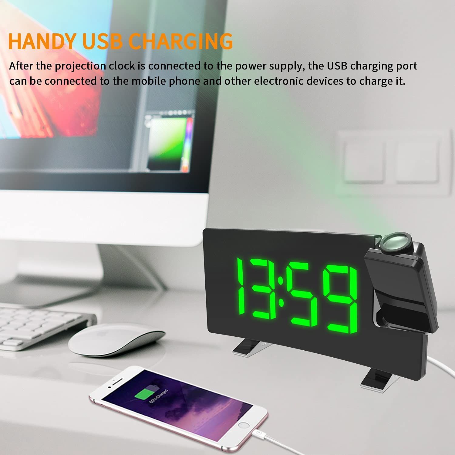 Projection Alarm Clocks for Bedrooms with Radio view 4