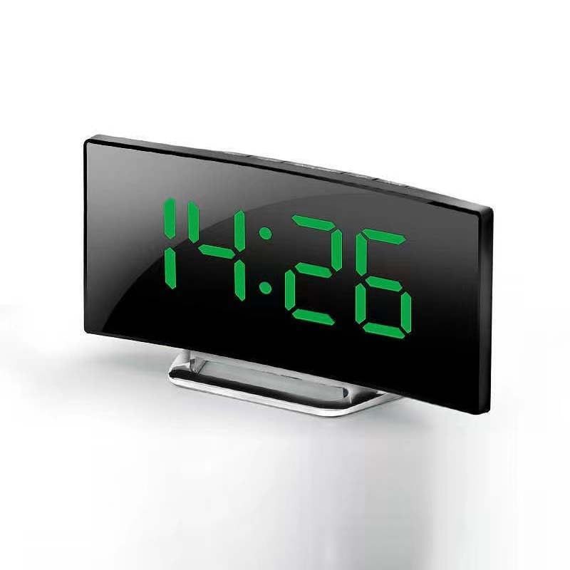 Digital Table, Electronic Number Desktop Alarm, LED Screen Curved Dimmable