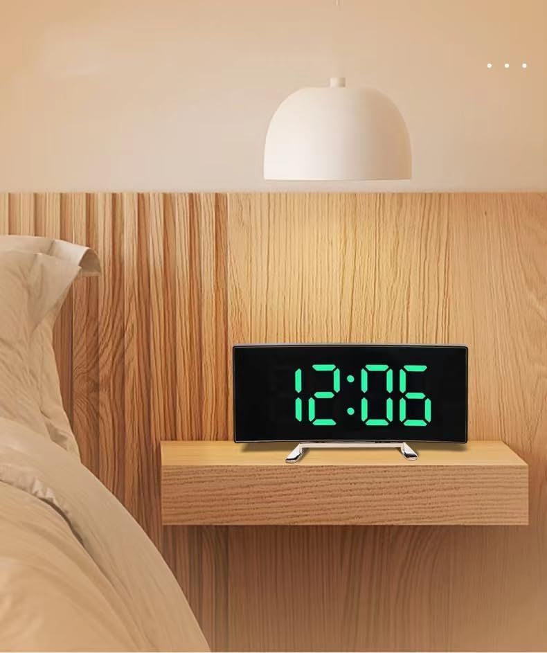 Digital Table, Electronic Number Desktop Alarm, LED Screen Curved Dimmable view 2