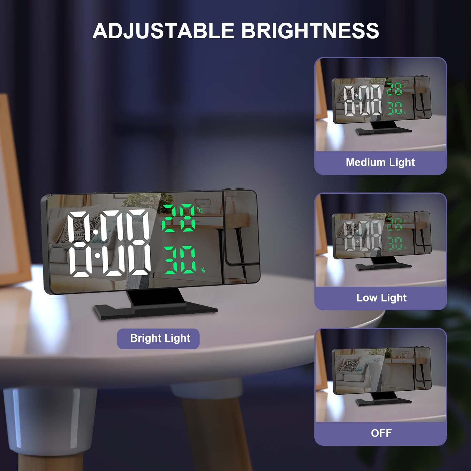 Projection Alarm Clock, Alarm Clock Projection on Ceiling Wall, 7.8" LED view 3