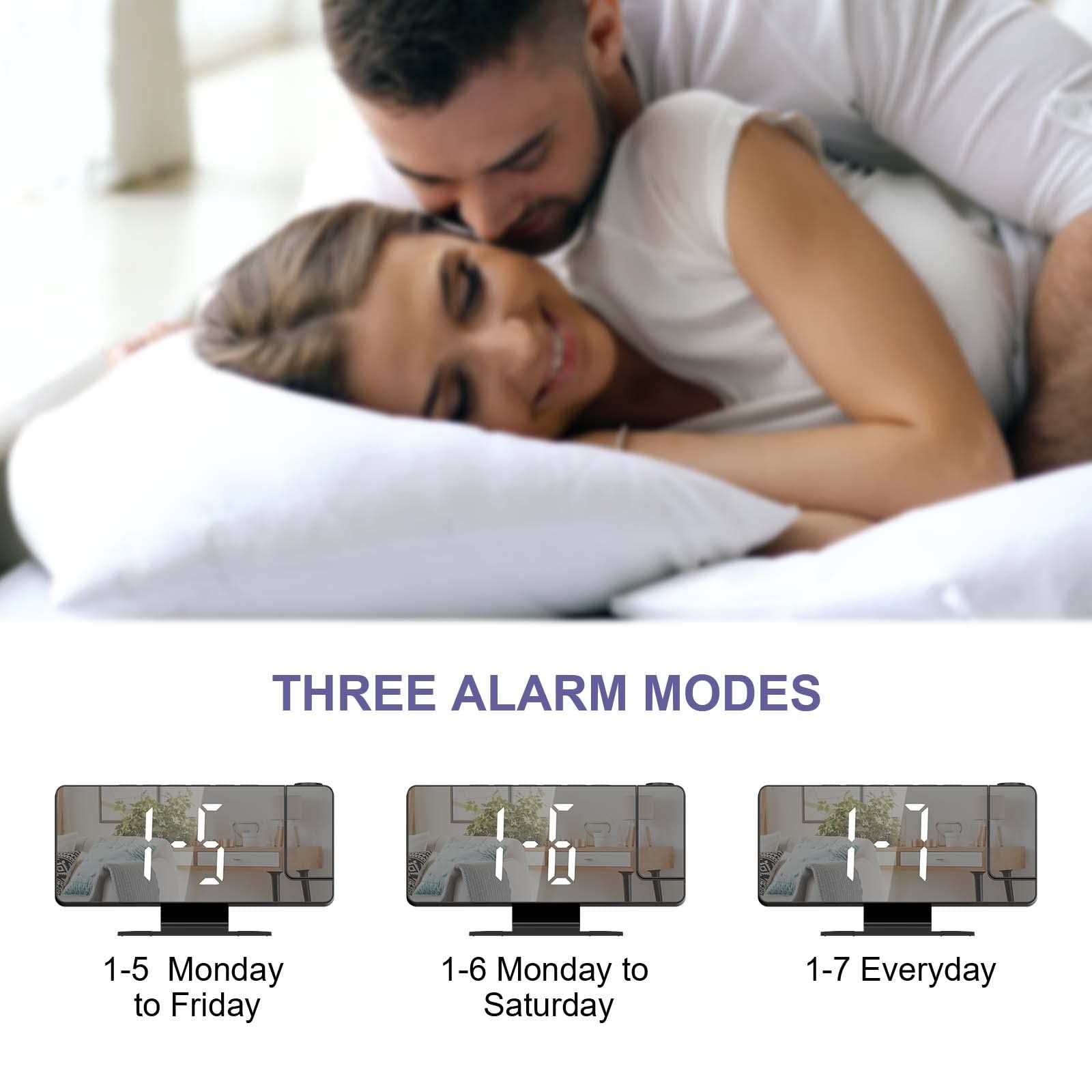 Projection Alarm Clock, Alarm Clock Projection on Ceiling Wall, 7.8" LED view 4