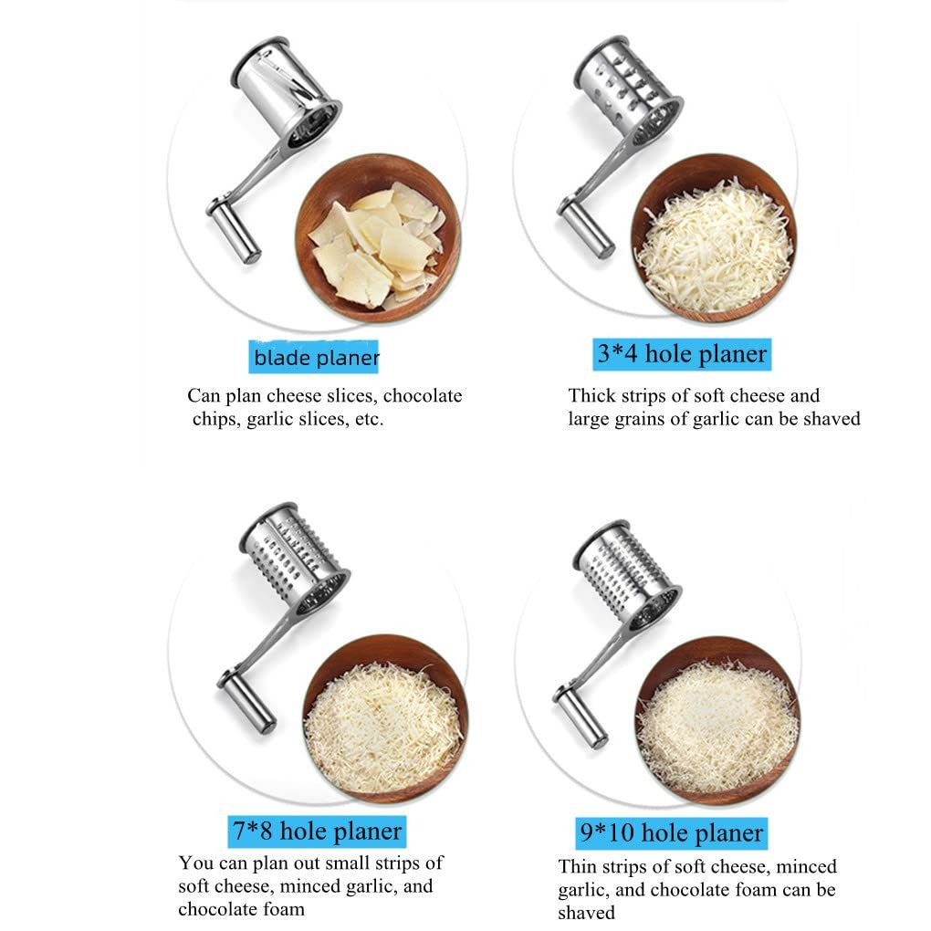 Rotary Cheese Grater with 4 Interchangeable Drum Blades view 3