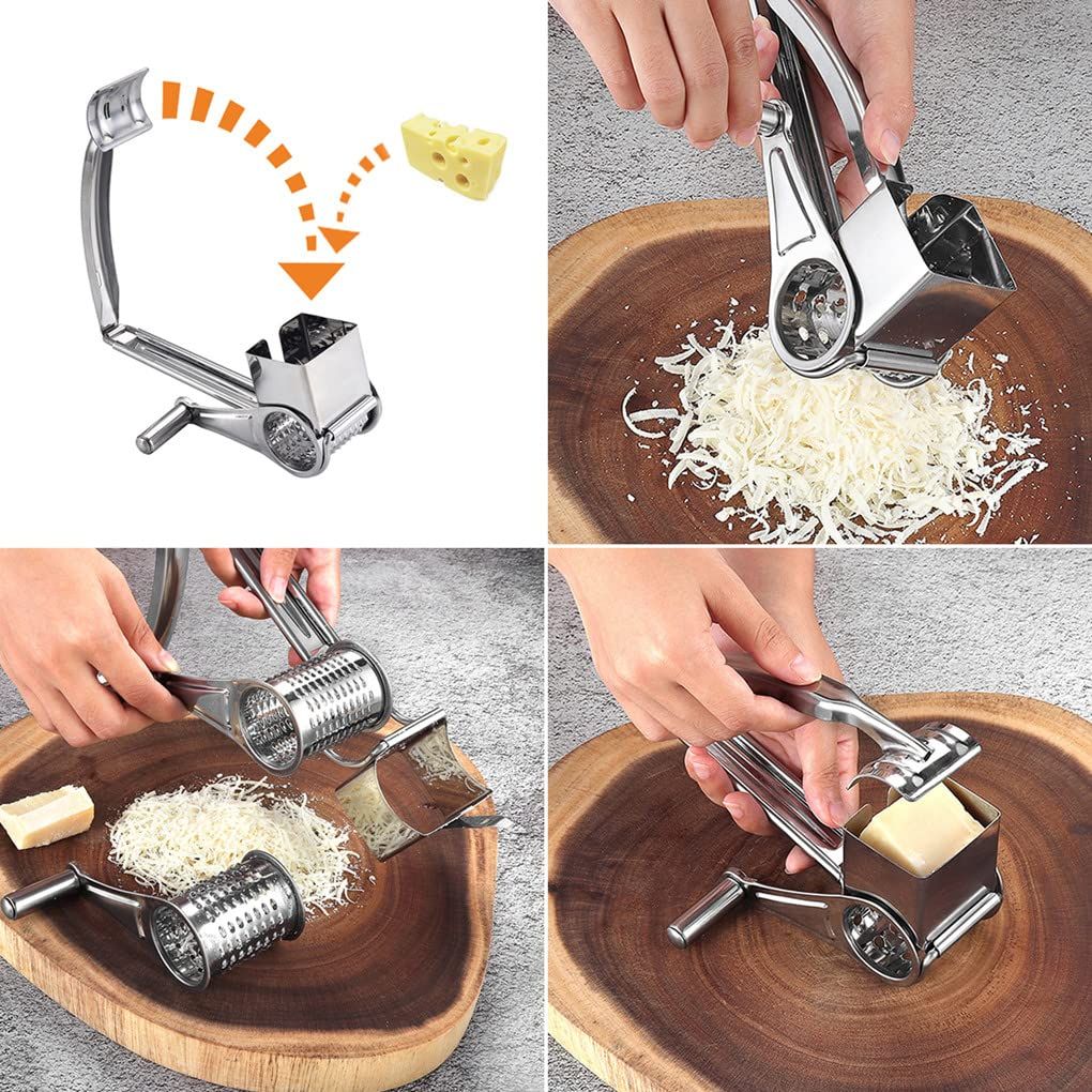 Rotary Cheese Grater with 4 Interchangeable Drum Blades view 4